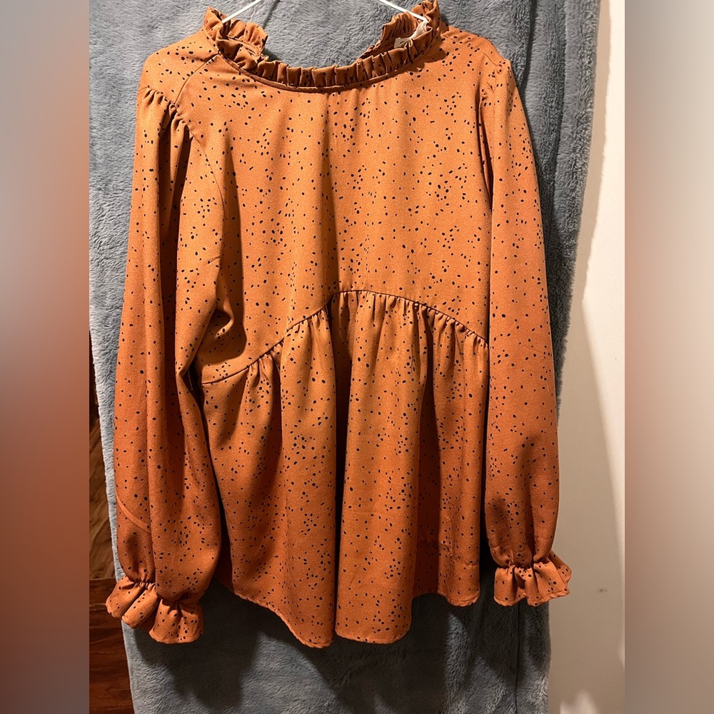 Orange Ruffled Women's Blouse